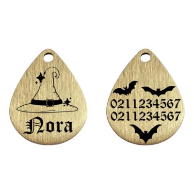 ⭐️Allpaws⭐️ - Bewitched Brass Teardrop Cat & Dog ID Pet Tag - Default Title