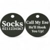 ⭐️Allpaws⭐️ - Call My Ese He'll Hook You Up! | Round Aluminium | Cat & Kitten ID Pet Tag - Black