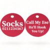 ⭐️Allpaws⭐️ - Call My Ese He'll Hook You Up! | Round Aluminium | Cat & Kitten ID Pet Tag - DeepPink