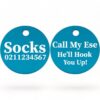⭐️Allpaws⭐️ - Call My Ese He'll Hook You Up! | Round Aluminium | Cat & Kitten ID Pet Tag - DodgerBlue
