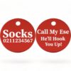 ⭐️Allpaws⭐️ - Call My Ese He'll Hook You Up! | Round Aluminium | Cat & Kitten ID Pet Tag - Firebrick