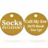 ⭐️Allpaws⭐️ - Call My Ese He'll Hook You Up! | Round Aluminium | Cat & Kitten ID Pet Tag - Gold