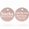 ⭐️Allpaws⭐️ - Call My Ese He'll Hook You Up! | Round Aluminium | Cat & Kitten ID Pet Tag - LightPink