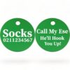 ⭐️Allpaws⭐️ - Call My Ese He'll Hook You Up! | Round Aluminium | Cat & Kitten ID Pet Tag - MediumSpringGreen
