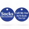 ⭐️Allpaws⭐️ - Call My Ese He'll Hook You Up! | Round Aluminium | Cat & Kitten ID Pet Tag - RoyalBlue
