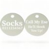 ⭐️Allpaws⭐️ - Call My Ese He'll Hook You Up! | Round Aluminium | Cat & Kitten ID Pet Tag - Silver