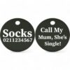 ⭐️Allpaws⭐️ - Call my Mum, She's Single! | Round Aluminium | Cat & Kitten ID Pet Tag - Black / Mum