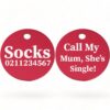 ⭐️Allpaws⭐️ - Call my Mum, She's Single! | Round Aluminium | Cat & Kitten ID Pet Tag - DeepPink / Mum