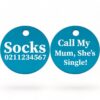 ⭐️Allpaws⭐️ - Call my Mum, She's Single! | Round Aluminium | Cat & Kitten ID Pet Tag - DodgerBlue / Mum