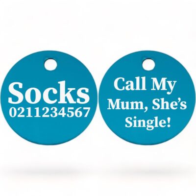 ⭐️Allpaws⭐️ - Call my Mum, She's Single! | Round Aluminium | Cat & Kitten ID Pet Tag - DodgerBlue / Mum