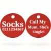 ⭐️Allpaws⭐️ - Call my Mum, She's Single! | Round Aluminium | Cat & Kitten ID Pet Tag - Firebrick / Mum