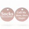 ⭐️Allpaws⭐️ - Call my Mum, She's Single! | Round Aluminium | Cat & Kitten ID Pet Tag - LightPink / Mum