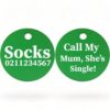 ⭐️Allpaws⭐️ - Call my Mum, She's Single! | Round Aluminium | Cat & Kitten ID Pet Tag - MediumSpringGreen / Mum