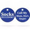⭐️Allpaws⭐️ - Call my Mum, She's Single! | Round Aluminium | Cat & Kitten ID Pet Tag - RoyalBlue / Mum
