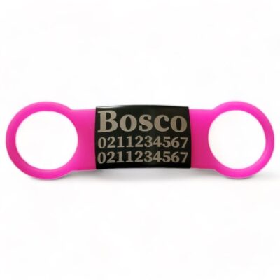 ⭐️Allpaws⭐️ - Collar ID Name & 2 Numbers Dog ID Pet Tag - HotPink / Black