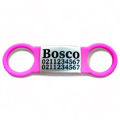 ⭐️Allpaws⭐️ - Collar ID Name & 2 Numbers Dog ID Pet Tag - HotPink / Silver