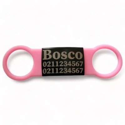 ⭐️Allpaws⭐️ - Collar ID Name & 2 Numbers Dog ID Pet Tag - LightPink / Black