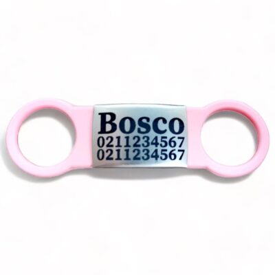 ⭐️Allpaws⭐️ - Collar ID Name & 2 Numbers Dog ID Pet Tag - LightPink / Silver
