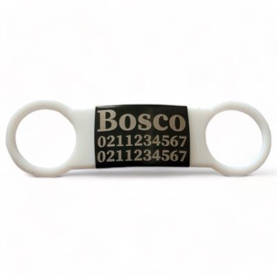 ⭐️Allpaws⭐️ - Collar ID Name & 2 Numbers Dog ID Pet Tag - White / Black