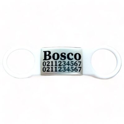⭐️Allpaws⭐️ - Collar ID Name & 2 Numbers Dog ID Pet Tag - White / Silver
