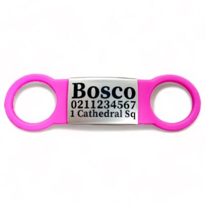 ⭐️Allpaws⭐️ - Collar ID Name, Number & Address Dog ID Pet Tag - HotPink / Silver