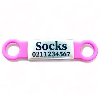 ⭐️Allpaws⭐️ - Collar ID Name, Number & Address Dog ID Pet Tag - LightPink / Silver