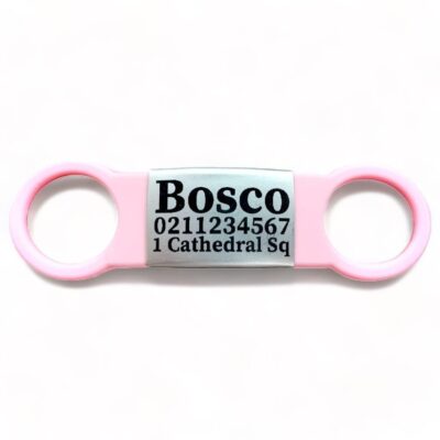 ⭐️Allpaws⭐️ - Collar ID Name, Number & Address Dog ID Pet Tag - LightPink / Silver