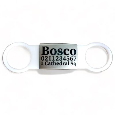 ⭐️Allpaws⭐️ - Collar ID Name, Number & Address Dog ID Pet Tag - White / Silver