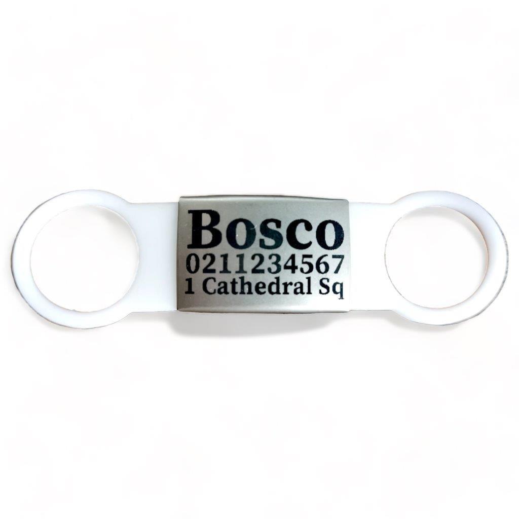 ⭐️Allpaws⭐️ - Collar ID Name, Number & Address Dog ID Pet Tag - White / Silver