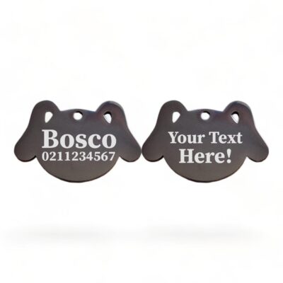 ⭐️Allpaws⭐️ - Custom Text Dog | Mirror Stainless | Dog ID Pet Tag - Black