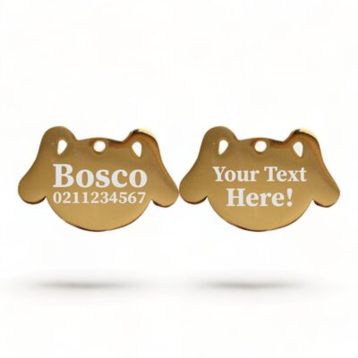 ⭐️Allpaws⭐️ - Custom Text Dog | Mirror Stainless | Dog ID Pet Tag - Gold