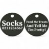 ⭐️Allpaws⭐️ - Feed Me Treats And Tell Me I'm Pretty | Round Aluminium | Cat & Kitten ID Pet Tag - Black