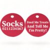 ⭐️Allpaws⭐️ - Feed Me Treats And Tell Me I'm Pretty | Round Aluminium | Cat & Kitten ID Pet Tag - DeepPink