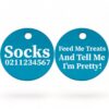 ⭐️Allpaws⭐️ - Feed Me Treats And Tell Me I'm Pretty | Round Aluminium | Cat & Kitten ID Pet Tag - DodgerBlue