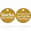 ⭐️Allpaws⭐️ - Feed Me Treats And Tell Me I'm Pretty | Round Aluminium | Cat & Kitten ID Pet Tag - Gold