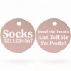 ⭐️Allpaws⭐️ - Feed Me Treats And Tell Me I'm Pretty | Round Aluminium | Cat & Kitten ID Pet Tag - LightPink
