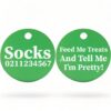 ⭐️Allpaws⭐️ - Feed Me Treats And Tell Me I'm Pretty | Round Aluminium | Cat & Kitten ID Pet Tag - MediumSpringGreen