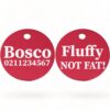 ⭐️Allpaws⭐️ - Fluffy Not Fat! | Round Aluminium | Dog ID Pet Tag - DeepPink