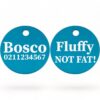 ⭐️Allpaws⭐️ - Fluffy Not Fat! | Round Aluminium | Dog ID Pet Tag - DodgerBlue