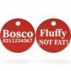 ⭐️Allpaws⭐️ - Fluffy Not Fat! | Round Aluminium | Dog ID Pet Tag - FireBrick