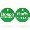 ⭐️Allpaws⭐️ - Fluffy Not Fat! | Round Aluminium | Dog ID Pet Tag - MediumSpringGreen