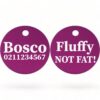 ⭐️Allpaws⭐️ - Fluffy Not Fat! | Round Aluminium | Dog ID Pet Tag - Purple