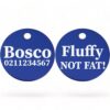 ⭐️Allpaws⭐️ - Fluffy Not Fat! | Round Aluminium | Dog ID Pet Tag - RoyalBlue