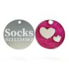 ⭐️Allpaws⭐️ - Glitter Heart Round Cat & Dog ID Pet Tag - DeepPink
