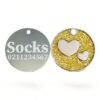⭐️Allpaws⭐️ - Glitter Heart Round Cat & Dog ID Pet Tag - Gold