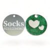 ⭐️Allpaws⭐️ - Glitter Heart Round Cat & Dog ID Pet Tag - Green
