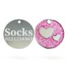⭐️Allpaws⭐️ - Glitter Heart Round Cat & Dog ID Pet Tag - LightPink