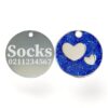 ⭐️Allpaws⭐️ - Glitter Heart Round Cat & Dog ID Pet Tag - RoyalBlue