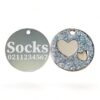 ⭐️Allpaws⭐️ - Glitter Heart Round Cat & Dog ID Pet Tag - White