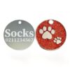 ⭐️Allpaws⭐️ - Glitter Paw Print Round Cat & Dog ID Pet Tag - FireBrick